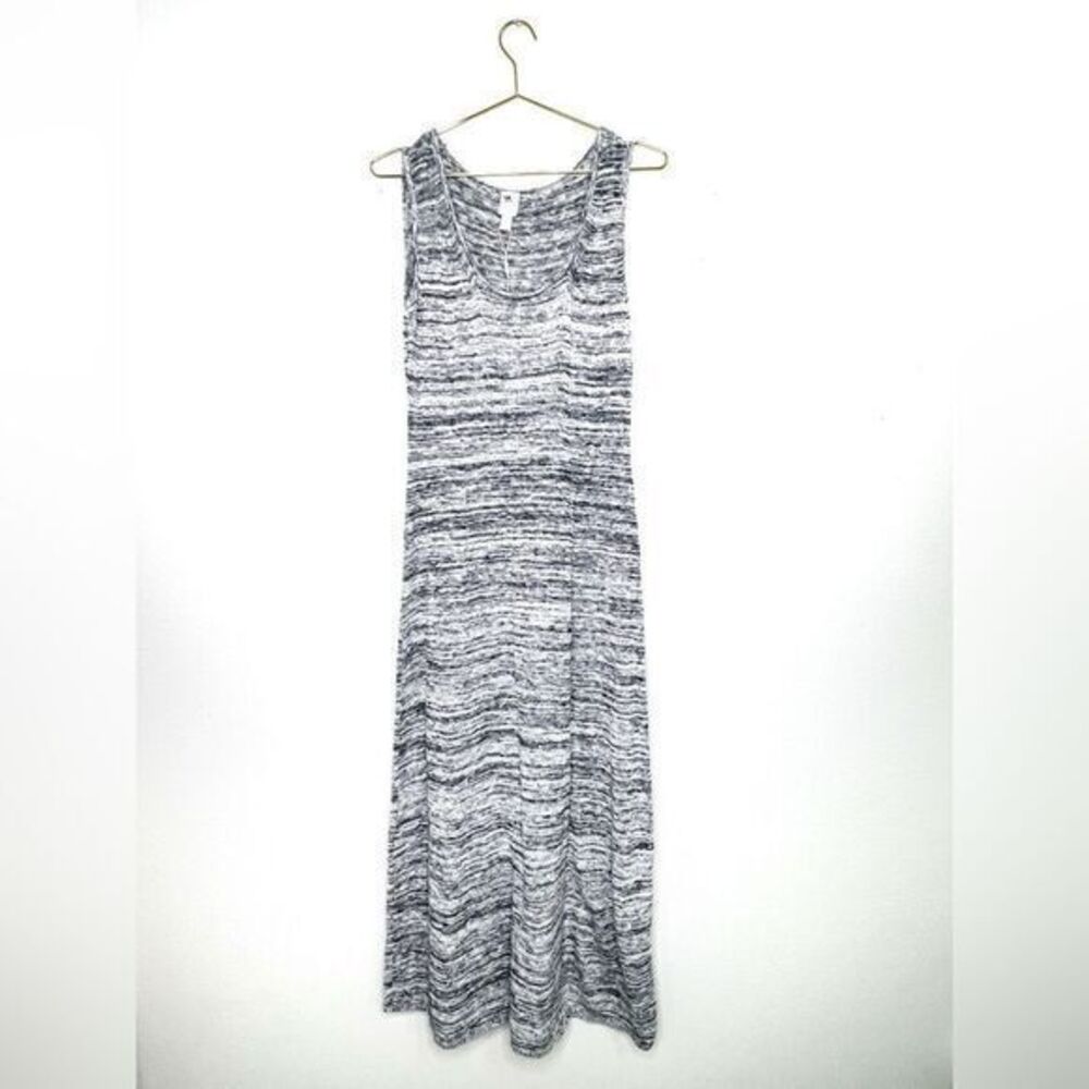 MaxMara Maxi Dress Leisure Biglia Scoop Neck Sleeveless Knit Tank Marbled Navy